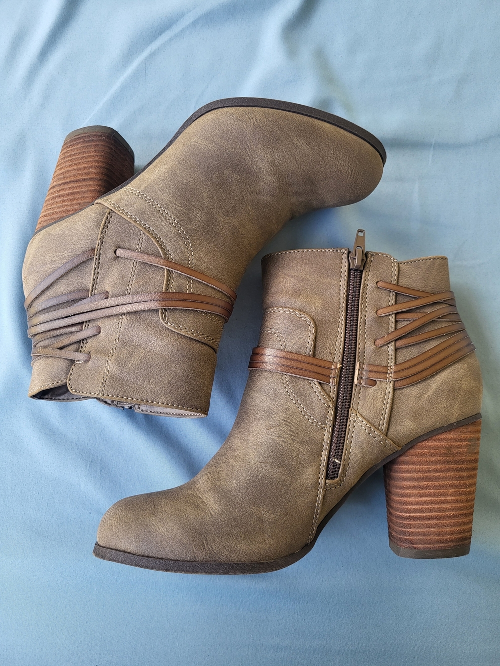 Madden Girl Taupe Ankle Booties with Strapped Detail
